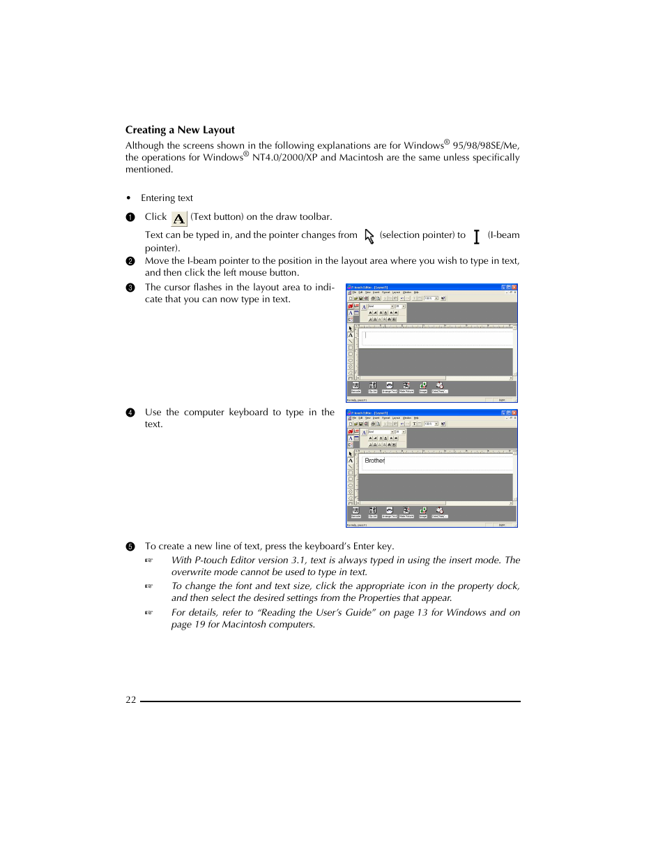 4 use the computer keyboard to type in the text | Brother PT-2300 User Manual | Page 26 / 143