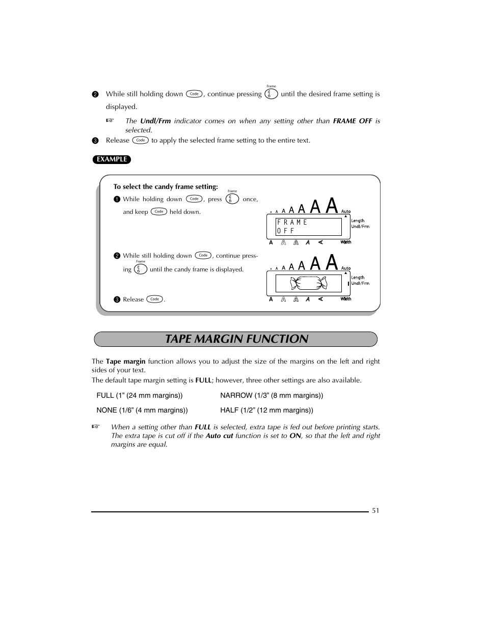 3 release c, Tape margin function | Brother PT-2300 User Manual | Page 55 / 143