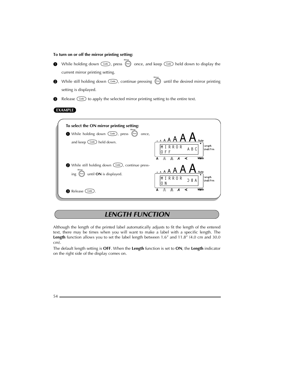 3 release c, Length function | Brother PT-2300 User Manual | Page 58 / 143