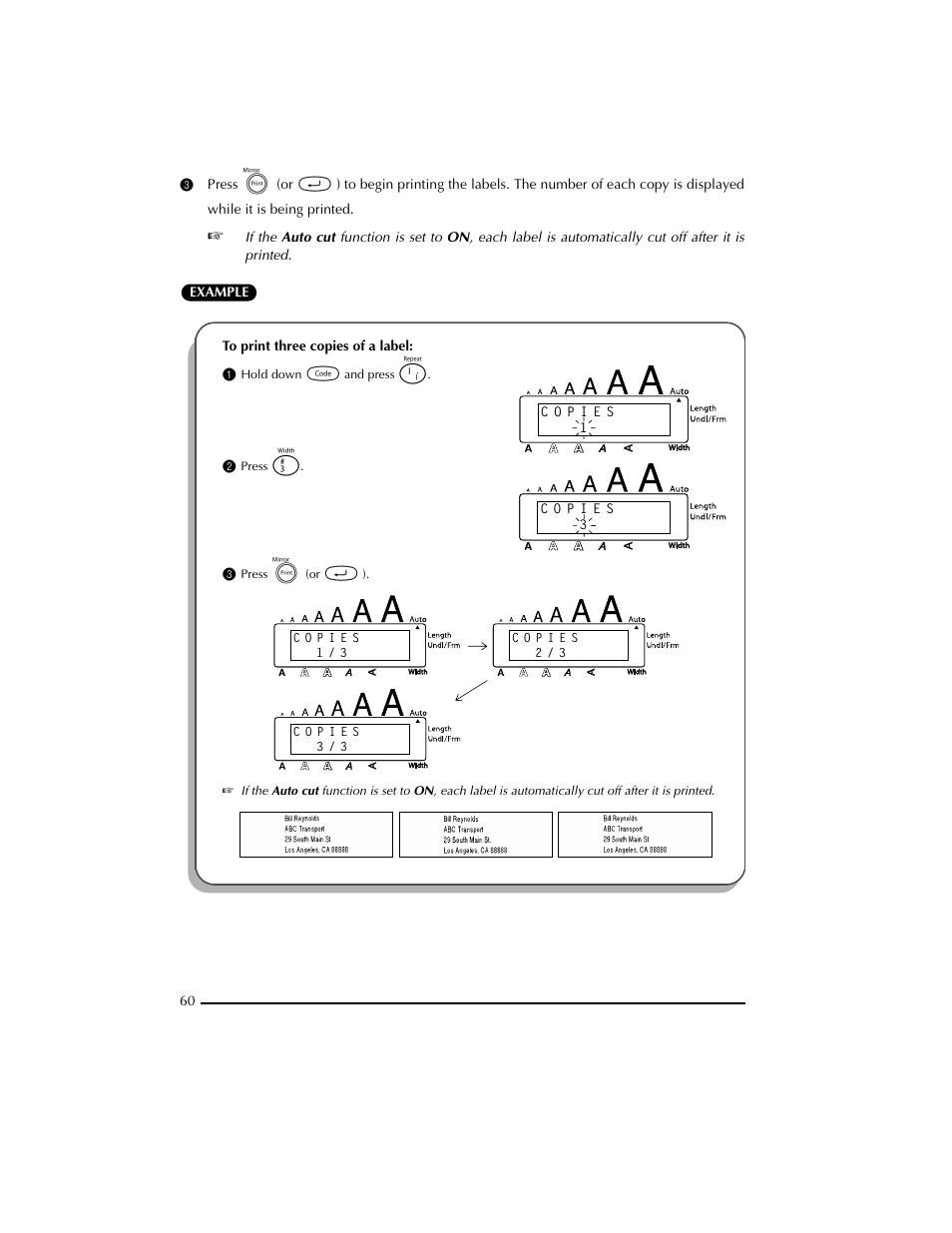 1 hold down c and press i, 2 press 3, 3 press p (or r) | Brother PT-2300 User Manual | Page 64 / 143