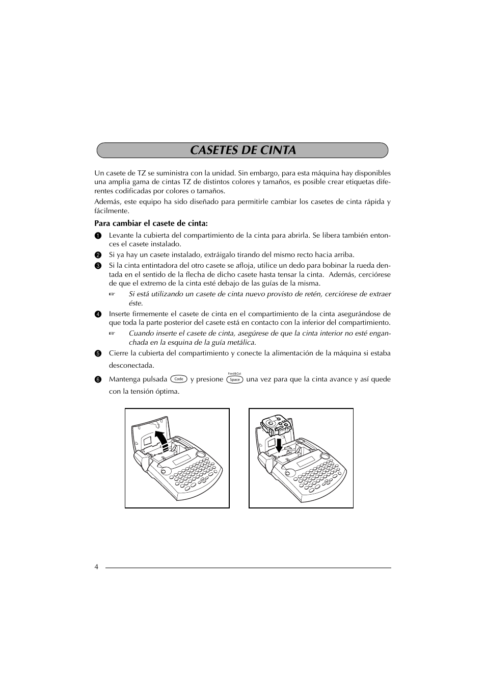 Casetes de cinta | Brother PT-2300 User Manual | Page 89 / 143