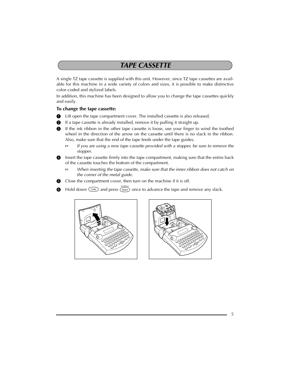 Tape cassette | Brother PT-2300 User Manual | Page 9 / 143