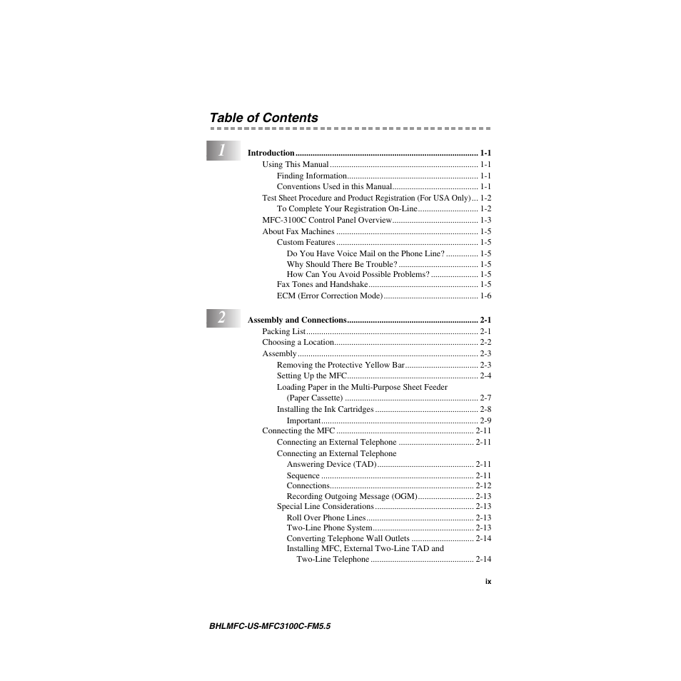 Brother MFC-3100C User Manual | Page 11 / 210