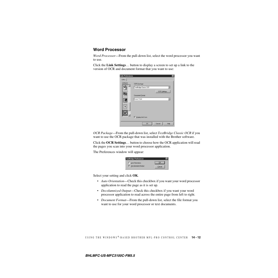 Word processor, Word processor -12 | Brother MFC-3100C User Manual | Page 129 / 210