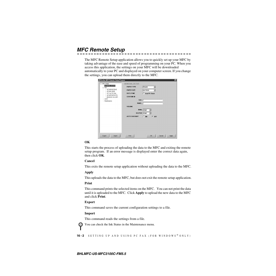 Mfc remote setup, Mfc remote setup -2 | Brother MFC-3100C User Manual | Page 142 / 210