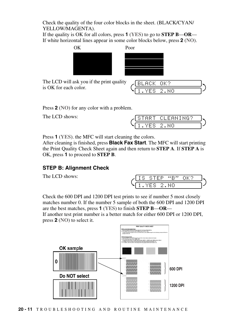 Step b: alignment check, Step b: alignment check -11 | Brother MFC-3100C User Manual | Page 186 / 210