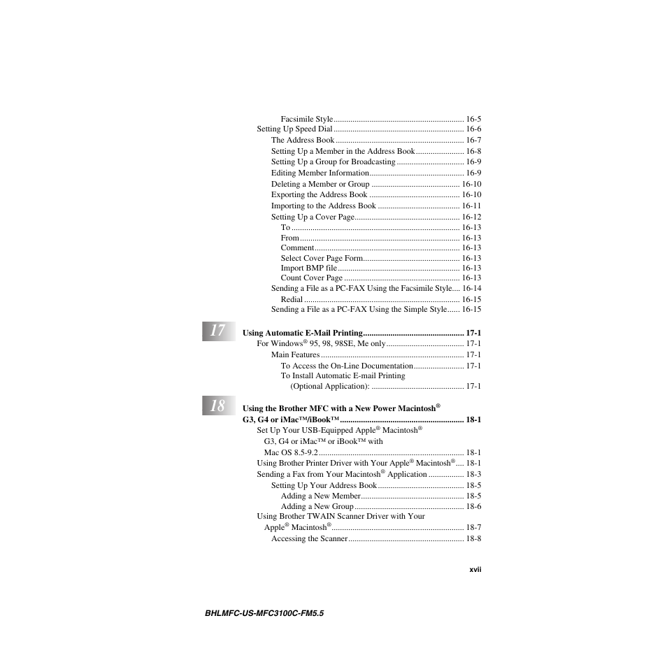 Brother MFC-3100C User Manual | Page 19 / 210