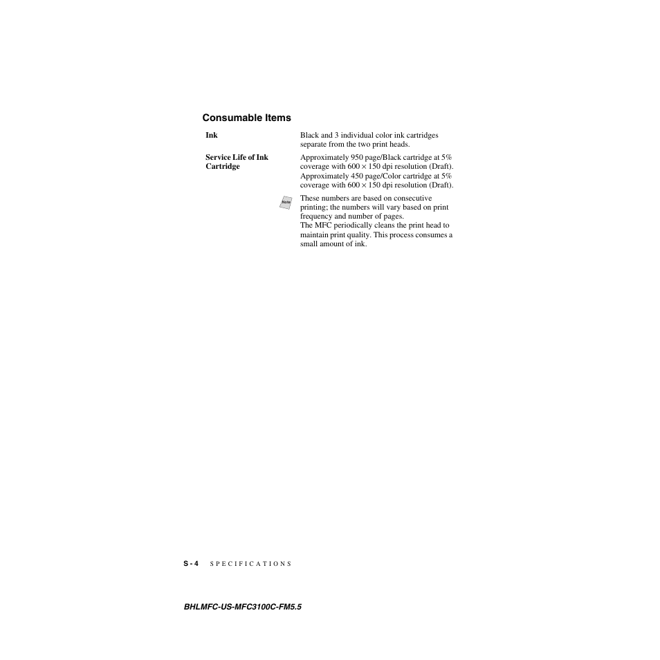 Consumable items | Brother MFC-3100C User Manual | Page 198 / 210