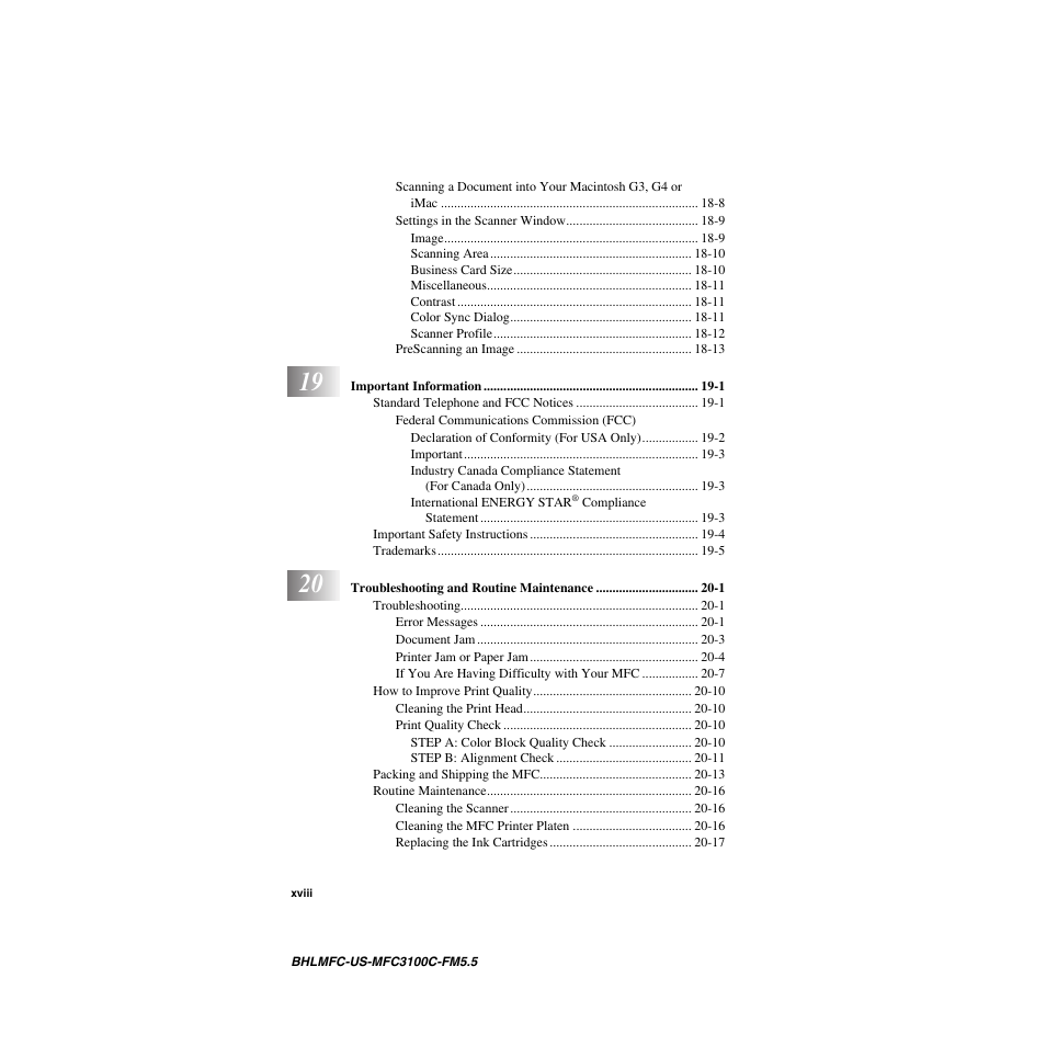 Brother MFC-3100C User Manual | Page 20 / 210