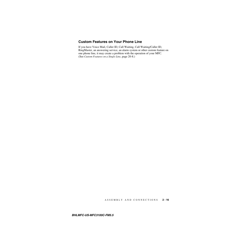Custom features on your phone line | Brother MFC-3100C User Manual | Page 43 / 210