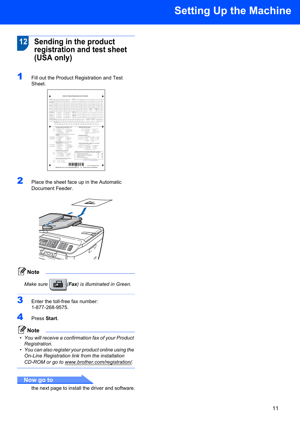 Setting up the machine | Brother MFC-7340 User Manual | Page 13 / 32