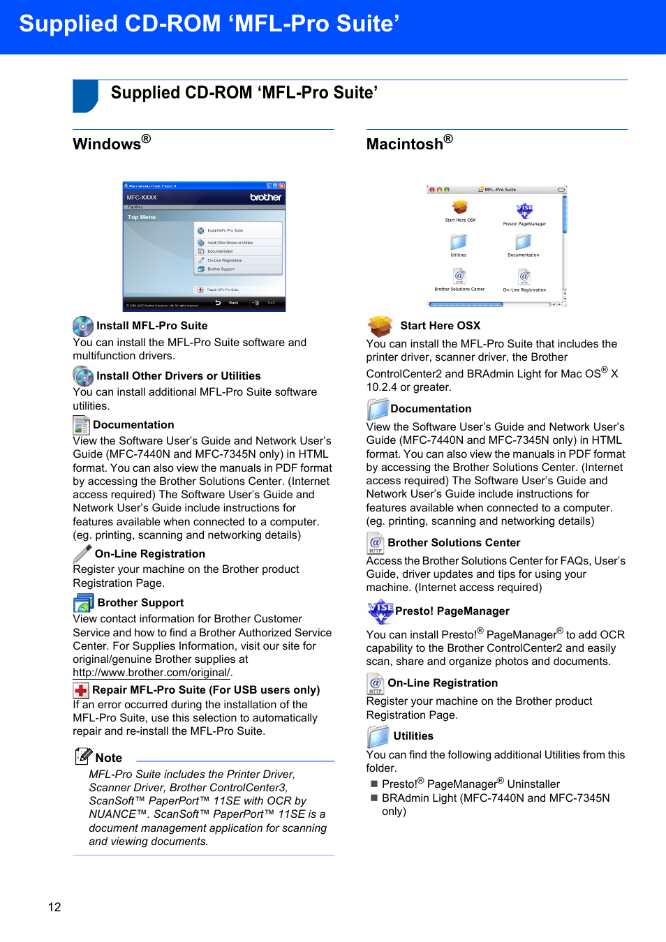 Step 2 supplied cd-rom ‘mfl-pro suite, Supplied cd-rom ‘mfl-pro suite, Windows | Macintosh | Brother MFC-7340 User Manual | Page 14 / 32