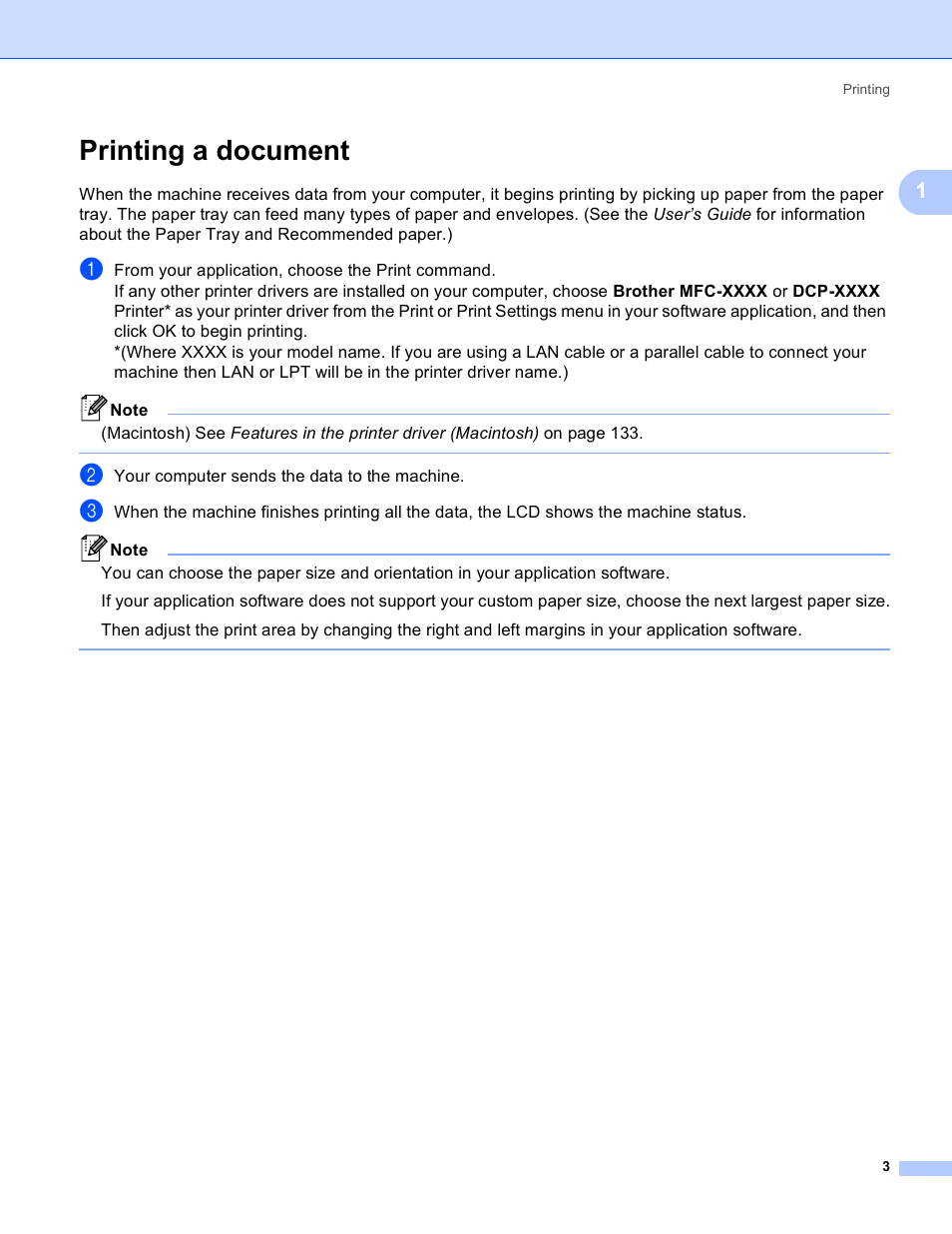 Printing a document | Brother MFC 8480DN User Manual | Page 11 / 229