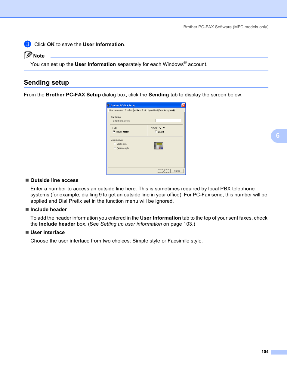 Sending setup | Brother MFC 8480DN User Manual | Page 112 / 229