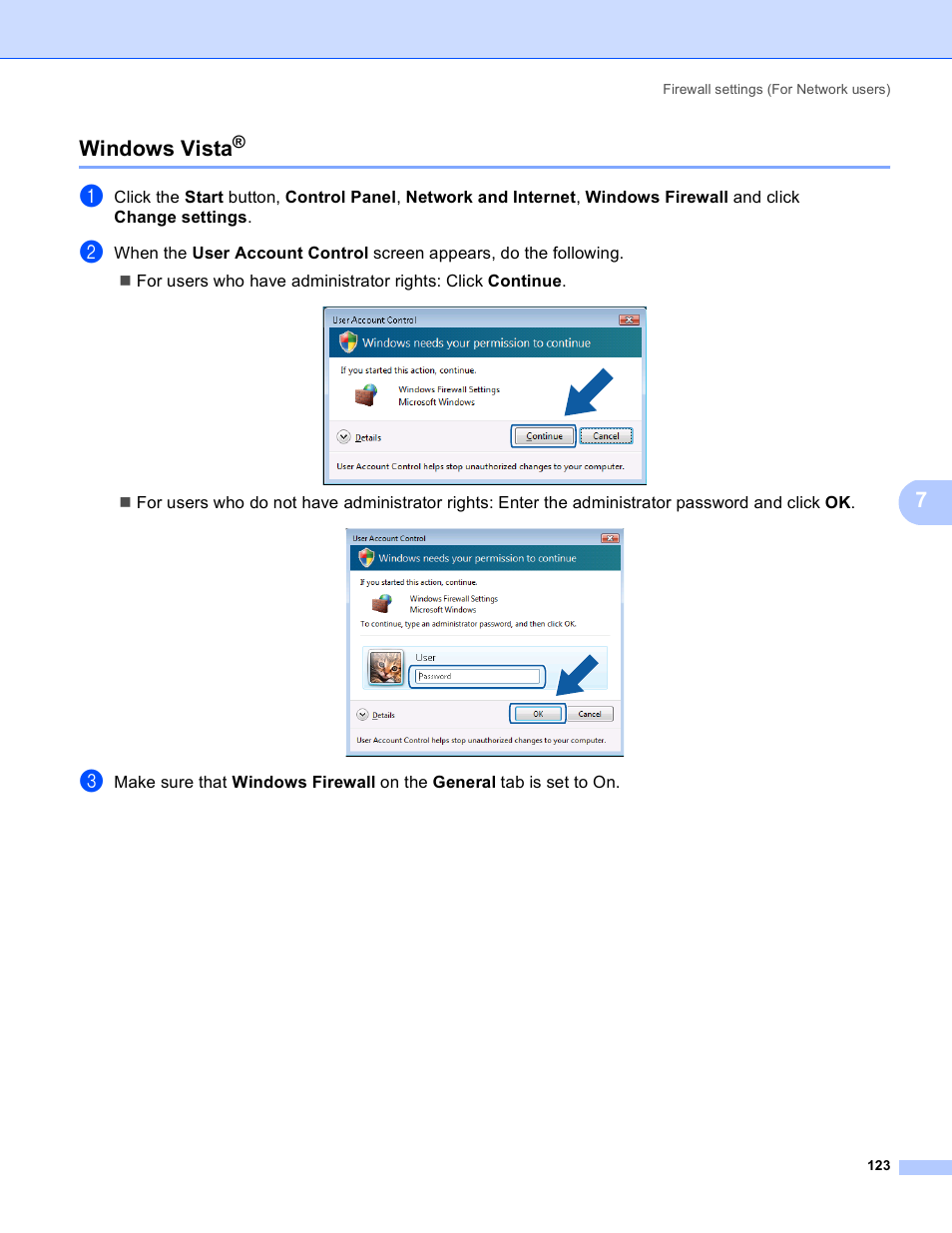 Windows vista, 7windows vista | Brother MFC 8480DN User Manual | Page 131 / 229