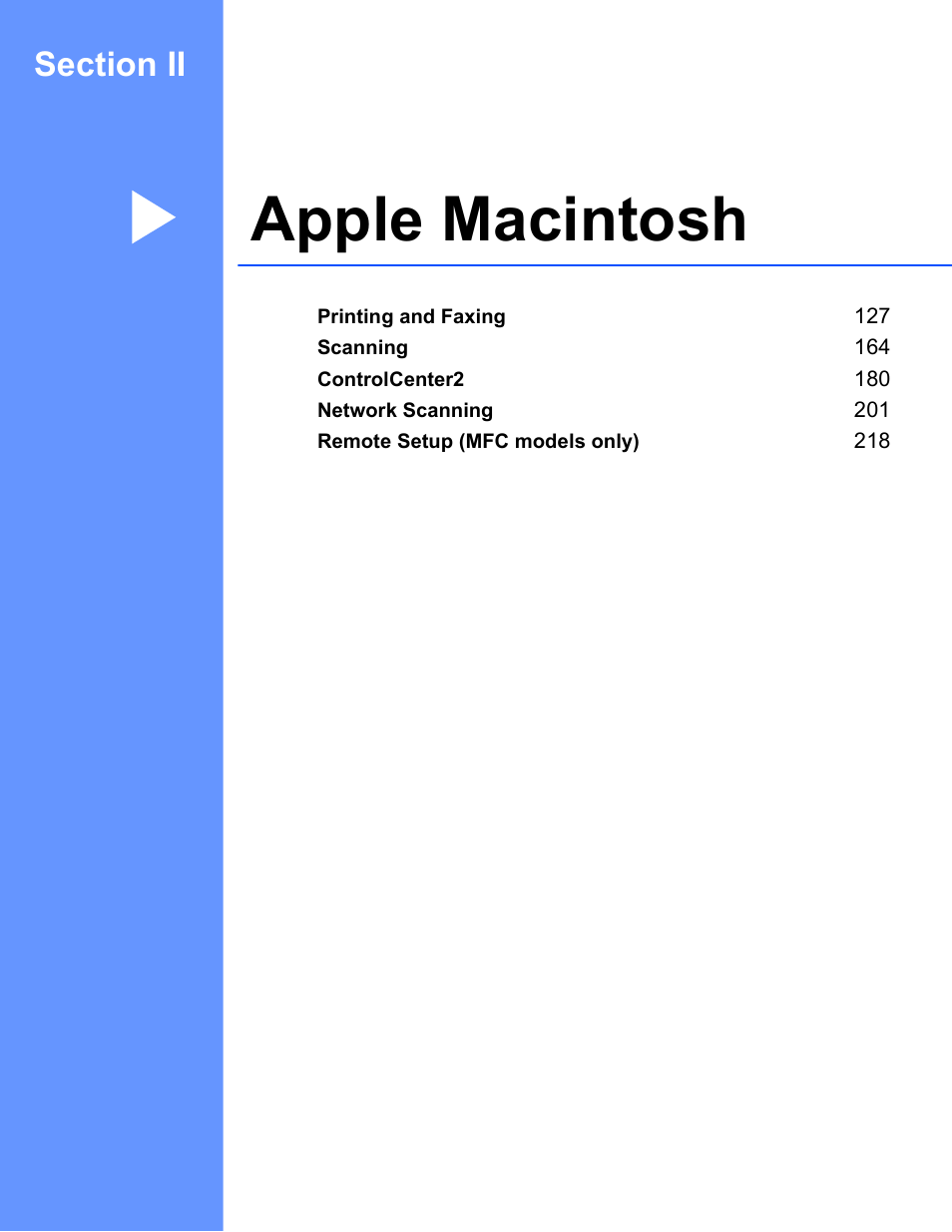 Section ii apple macintosh, Apple macintosh | Brother MFC 8480DN User Manual | Page 134 / 229