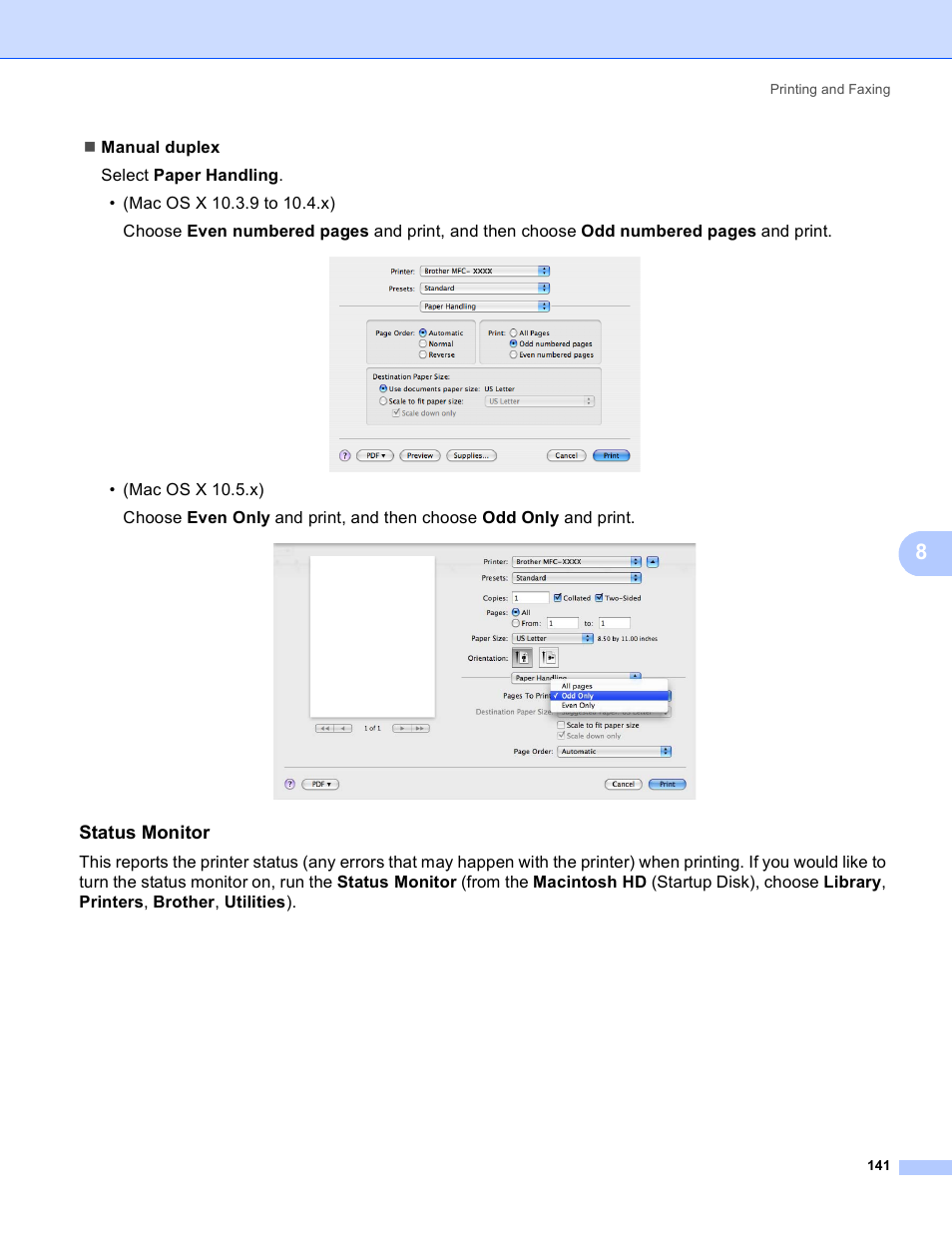 Status monitor | Brother MFC 8480DN User Manual | Page 149 / 229