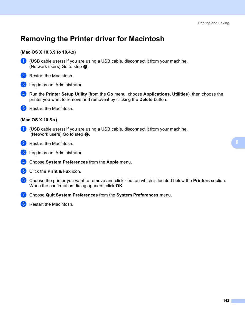 Removing the printer driver for macintosh | Brother MFC 8480DN User Manual | Page 150 / 229