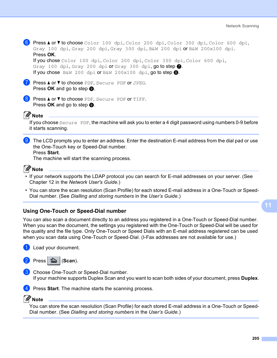 Using one-touch or speed-dial number | Brother MFC 8480DN User Manual | Page 213 / 229