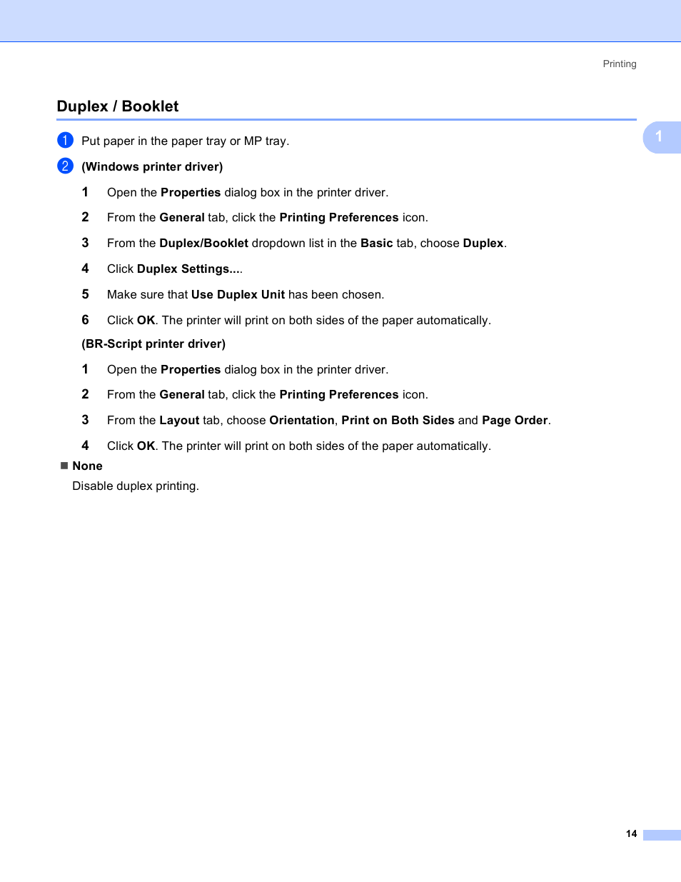 Duplex / booklet, 1duplex / booklet | Brother MFC 8480DN User Manual | Page 22 / 229