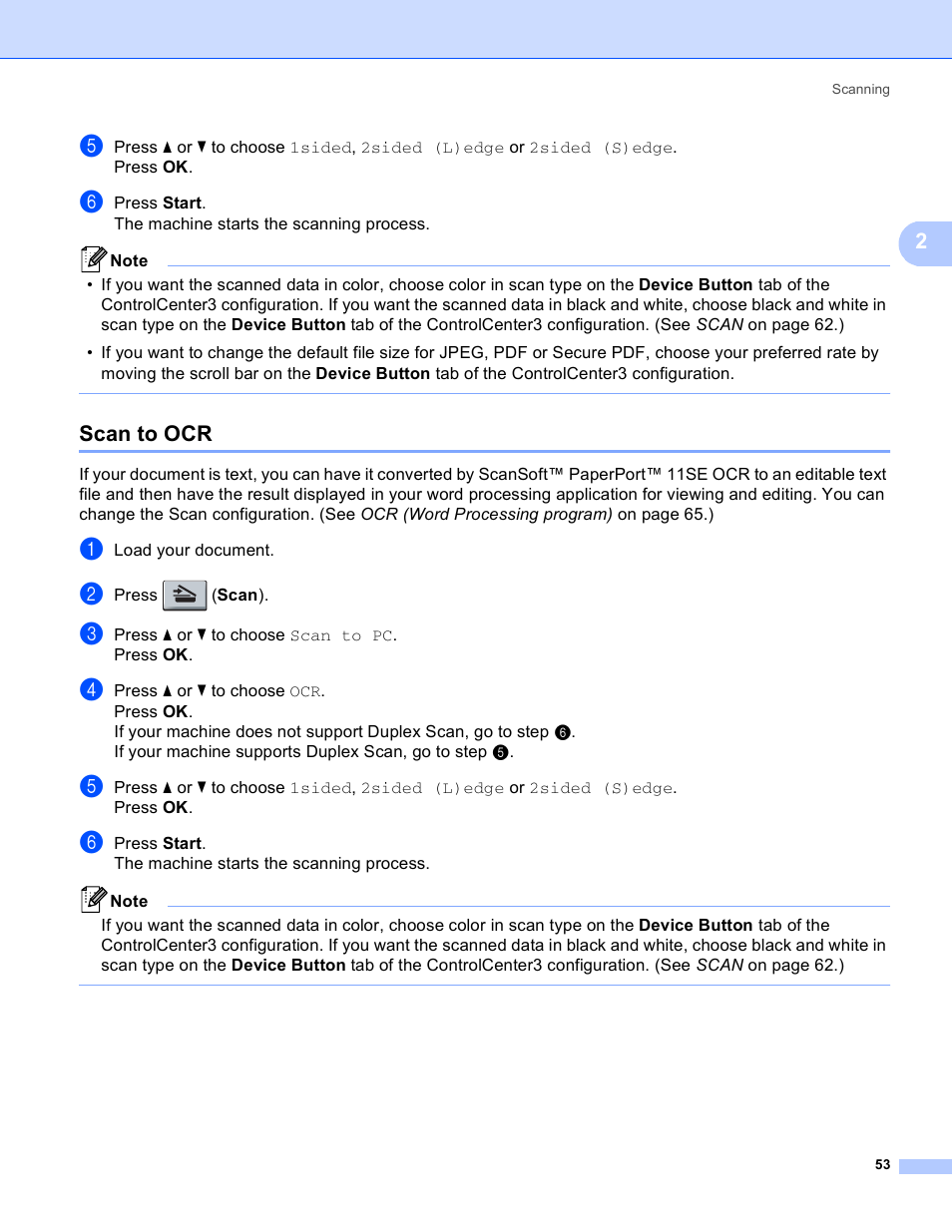 Scan to ocr | Brother MFC 8480DN User Manual | Page 61 / 229