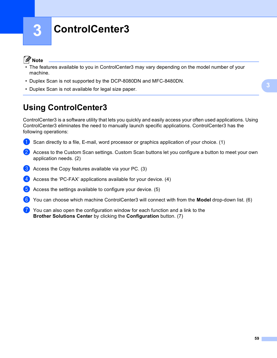 Controlcenter3, Using controlcenter3 | Brother MFC 8480DN User Manual | Page 67 / 229