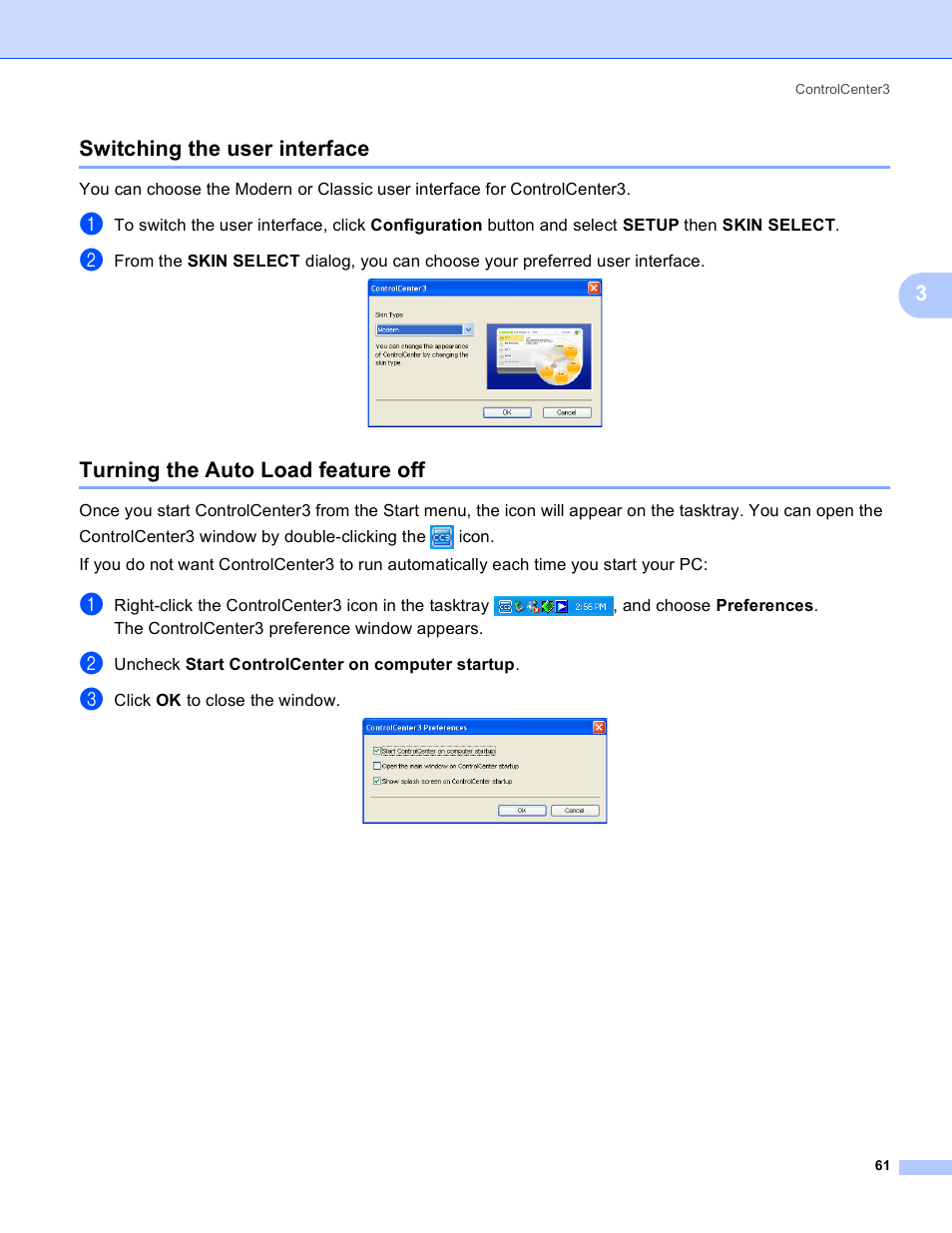 Switching the user interface, Turning the auto load feature off, 3switching the user interface | Brother MFC 8480DN User Manual | Page 69 / 229