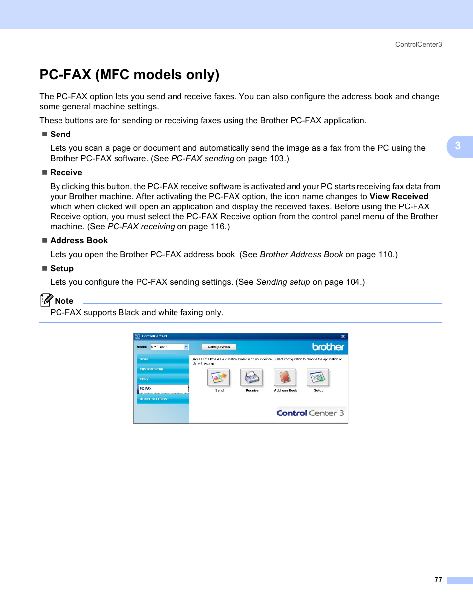 Pc-fax (mfc models only) | Brother MFC 8480DN User Manual | Page 85 / 229