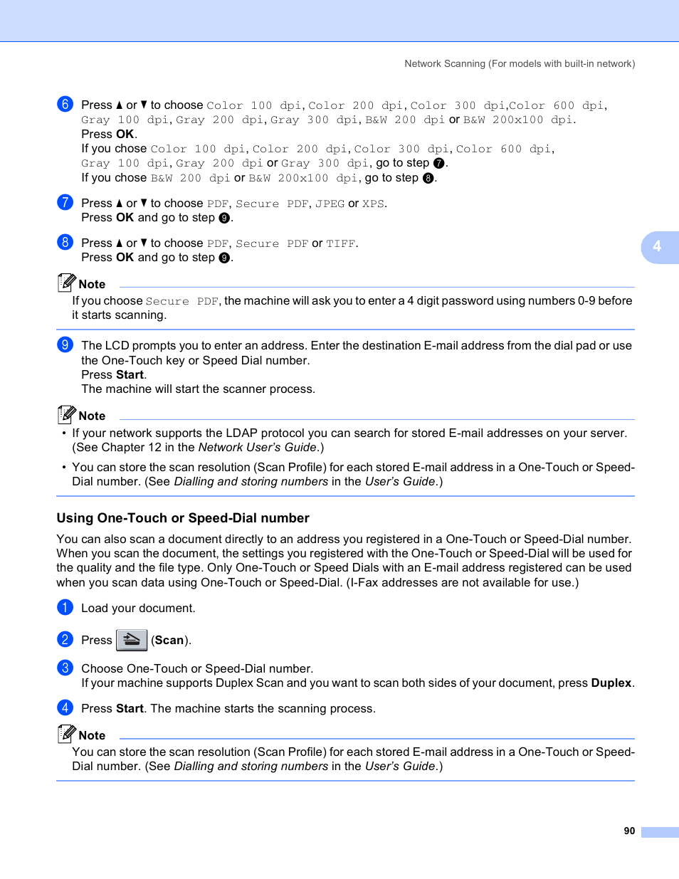 Using one-touch or speed-dial number | Brother MFC 8480DN User Manual | Page 98 / 229