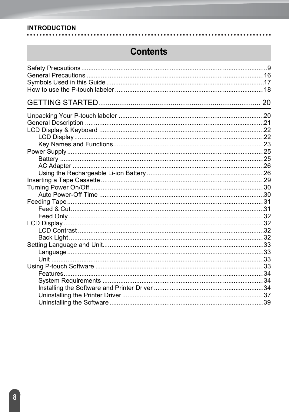 Brother PT-H500 User Manual | Page 8 / 41