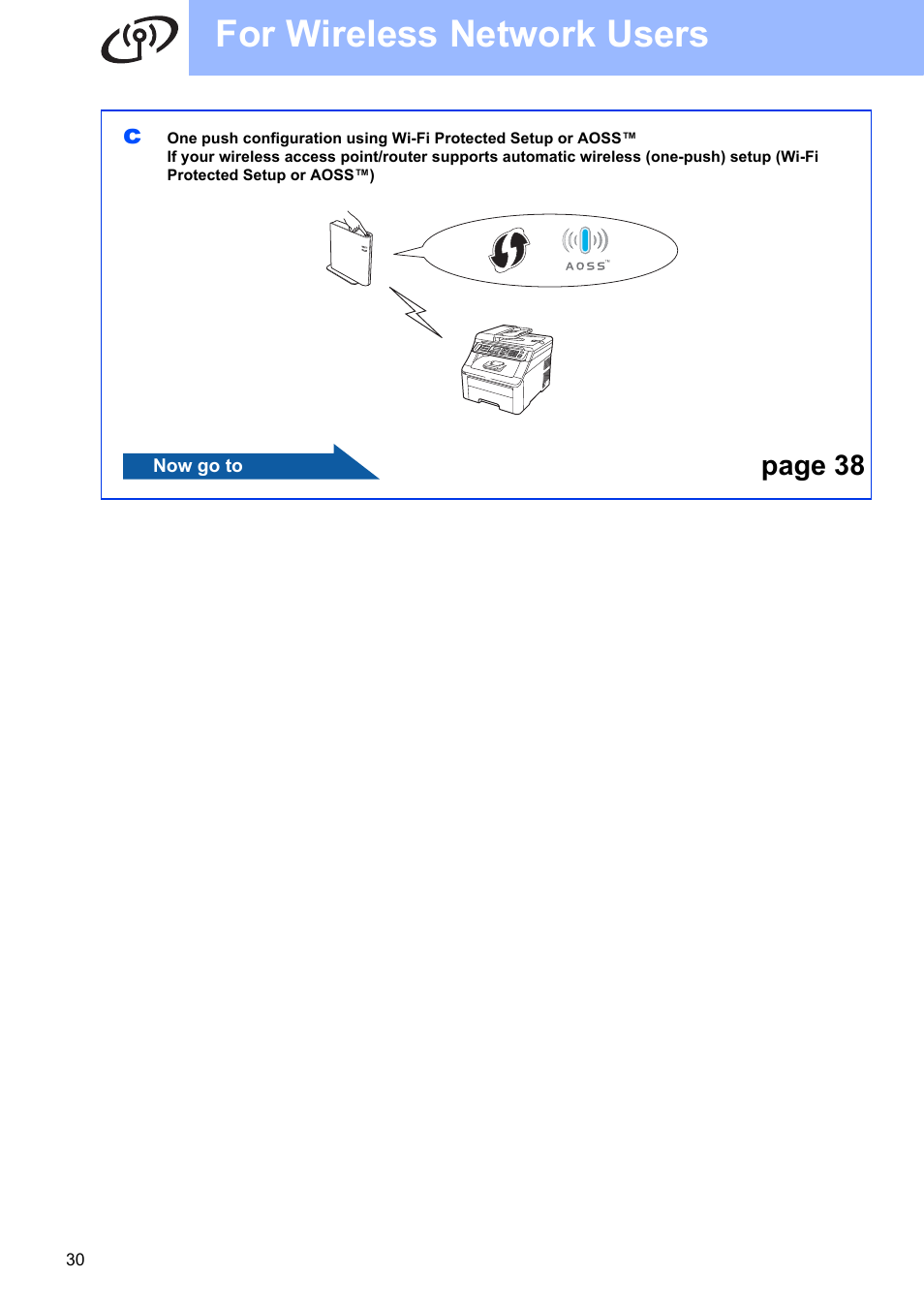 For wireless network users, Page 38 | Brother MFC-9325CW User Manual | Page 30 / 47