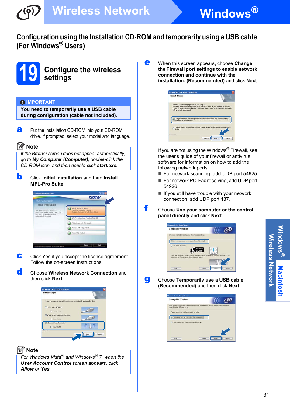 19 configure the wireless settings, Windows, Wireless network | Users), Configure the wireless settings | Brother MFC-9325CW User Manual | Page 31 / 47