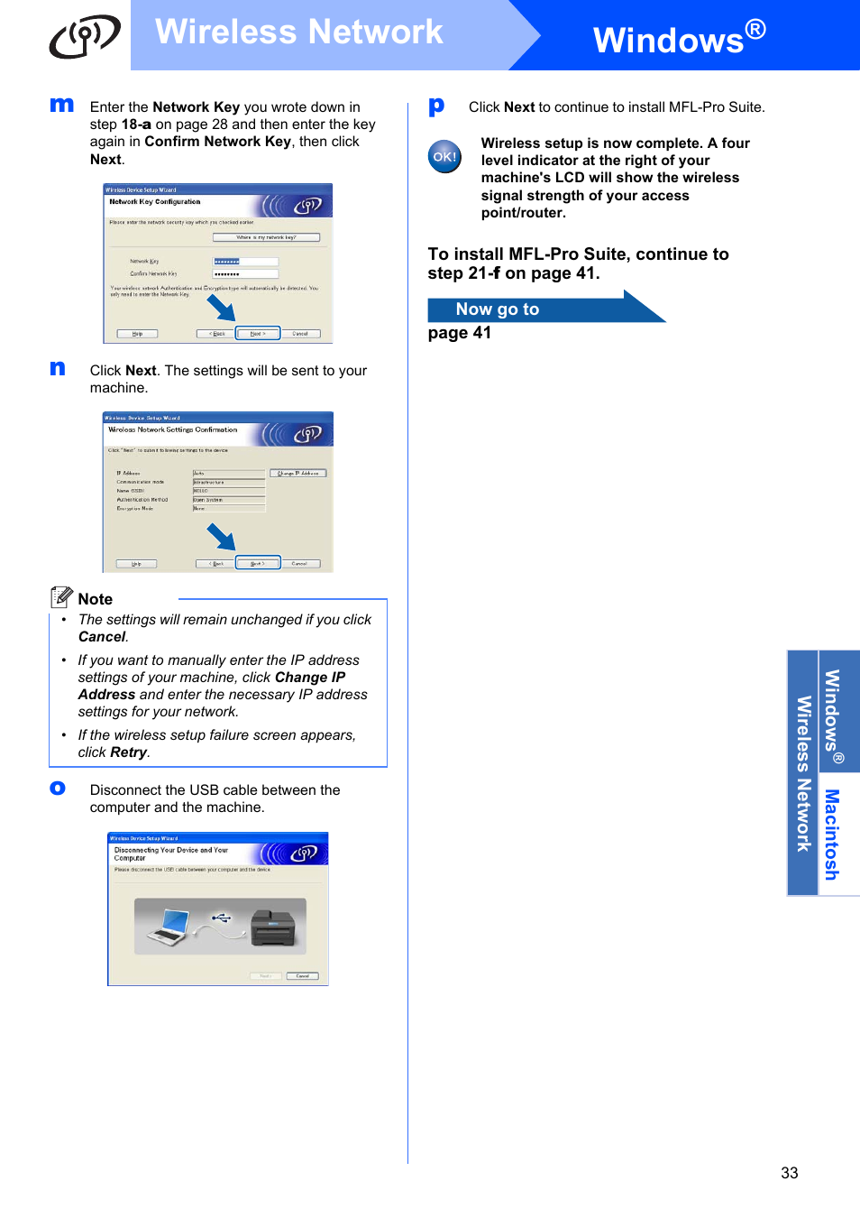 Windows, Wireless network | Brother MFC-9325CW User Manual | Page 33 / 47