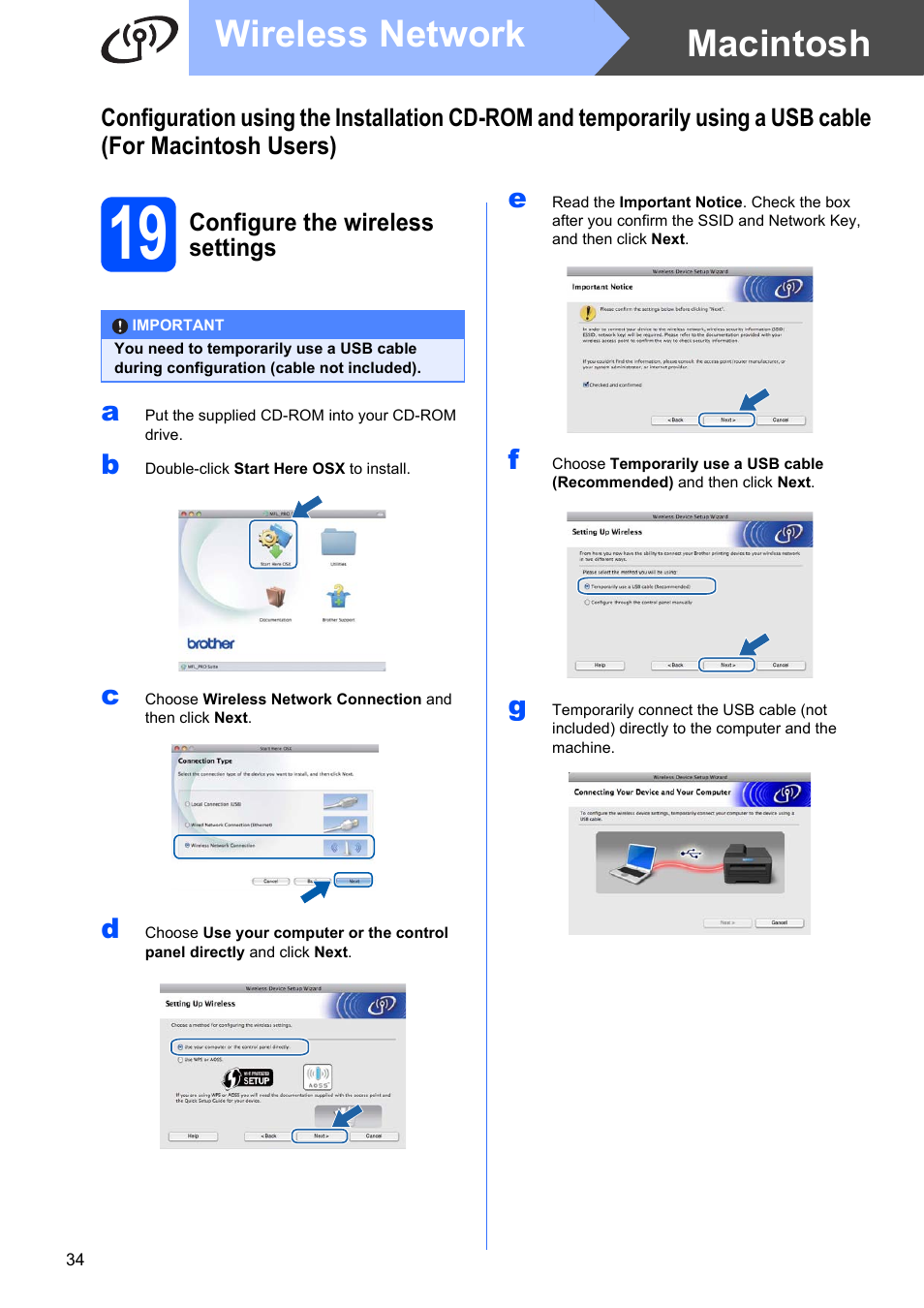 19 configure the wireless settings, Macintosh wireless network | Brother MFC-9325CW User Manual | Page 34 / 47