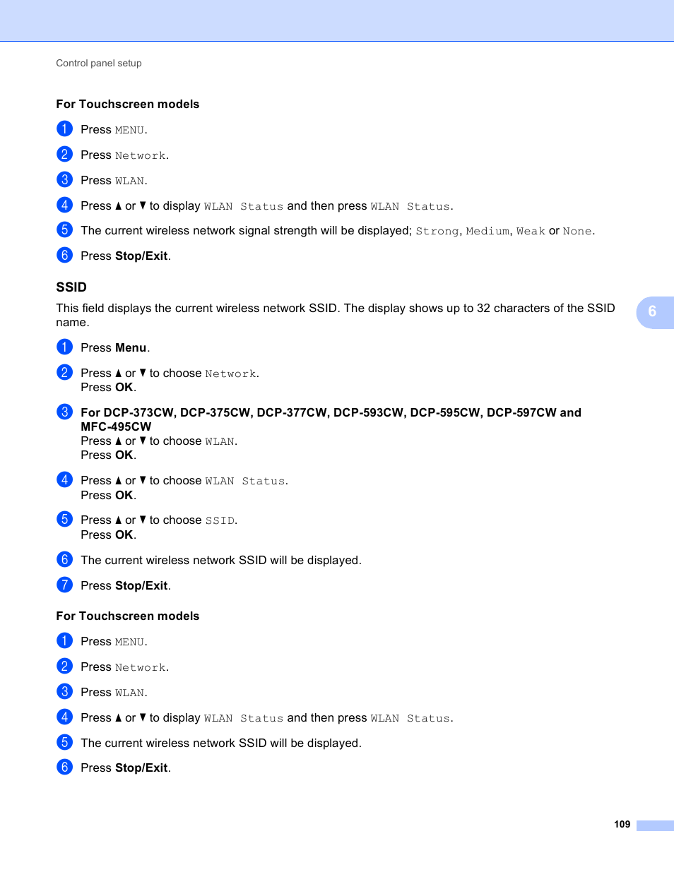 Ssid | Brother DCP-395CN User Manual | Page 118 / 170