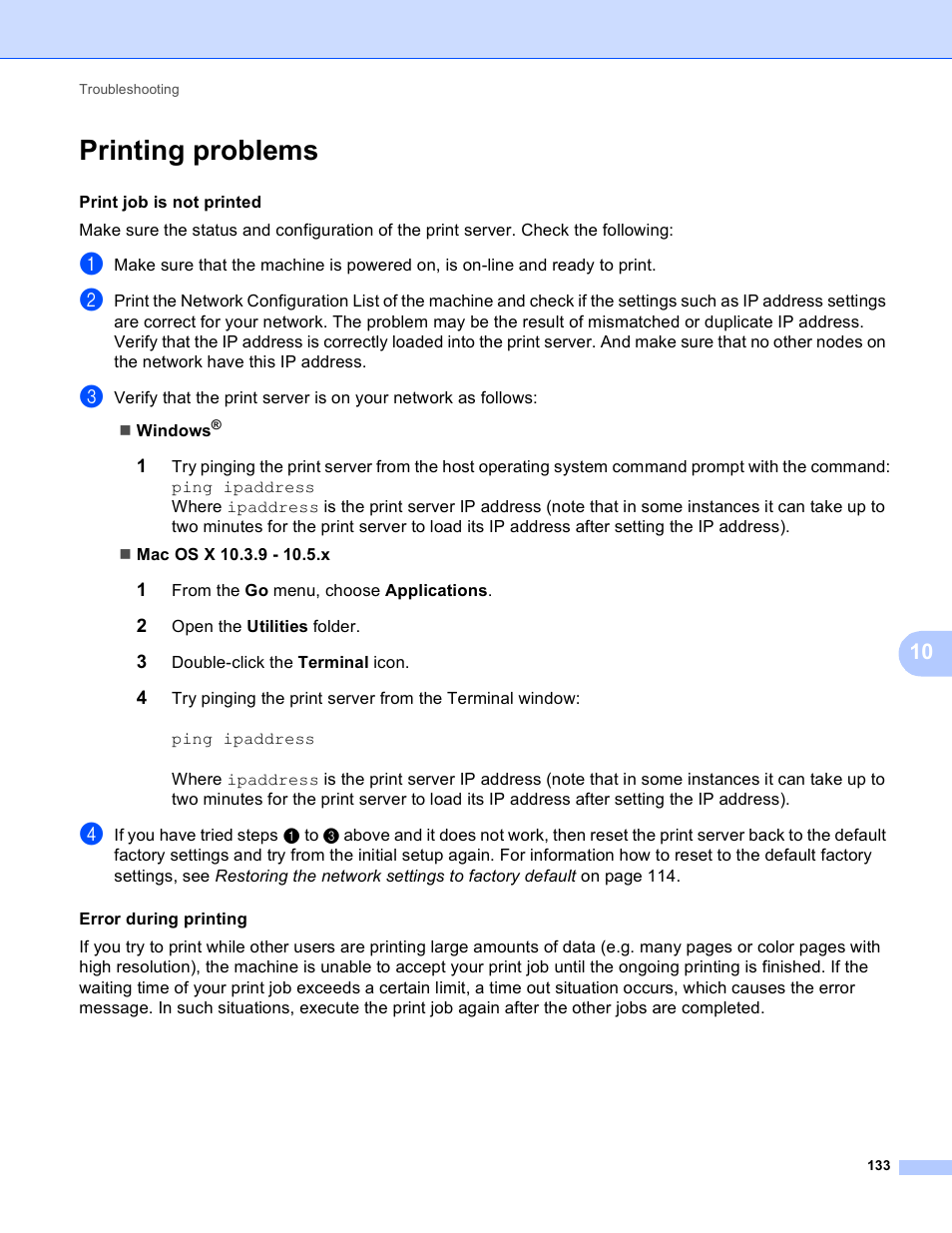 Printing problems | Brother DCP-395CN User Manual | Page 142 / 170