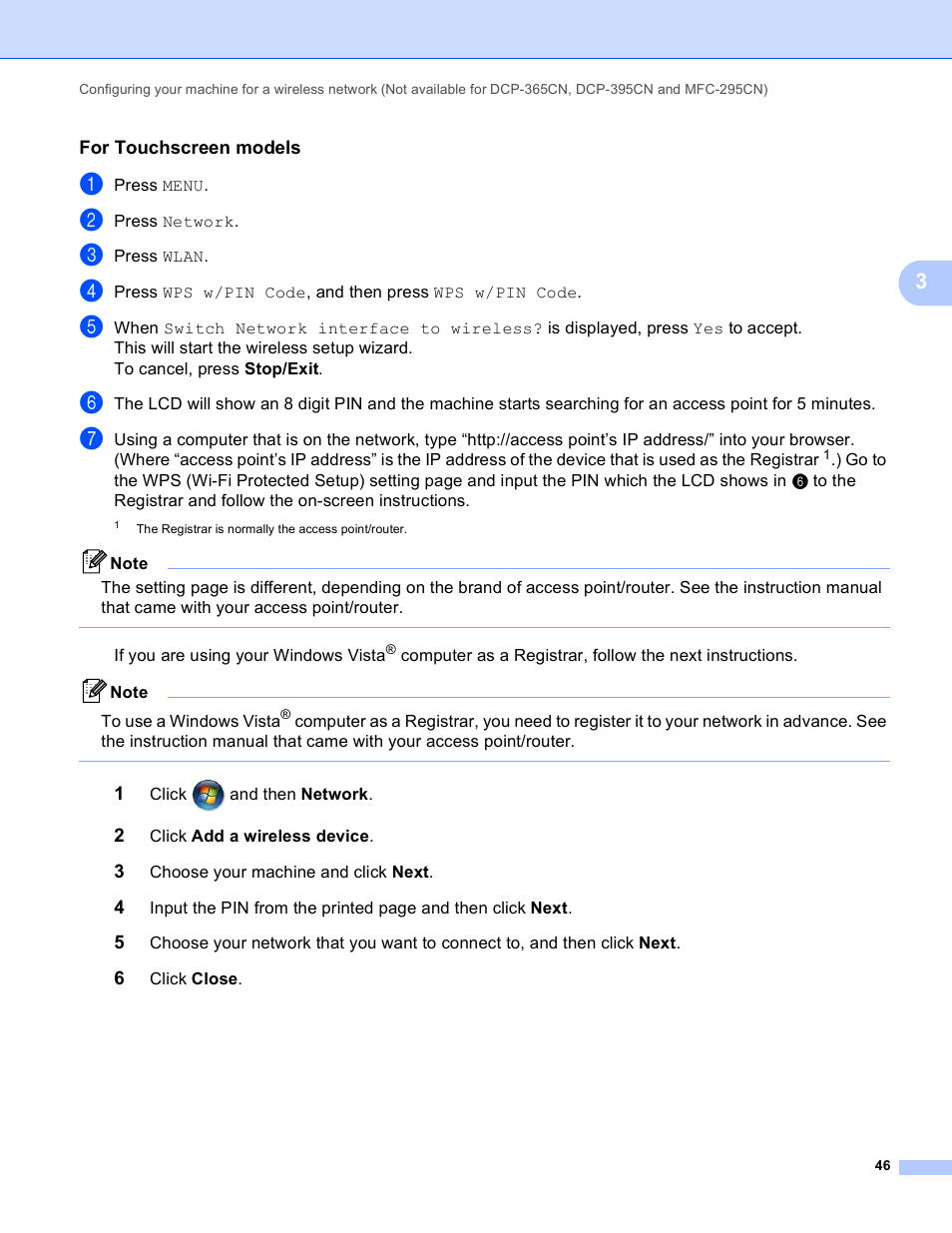 For touchscreen models | Brother DCP-395CN User Manual | Page 55 / 170