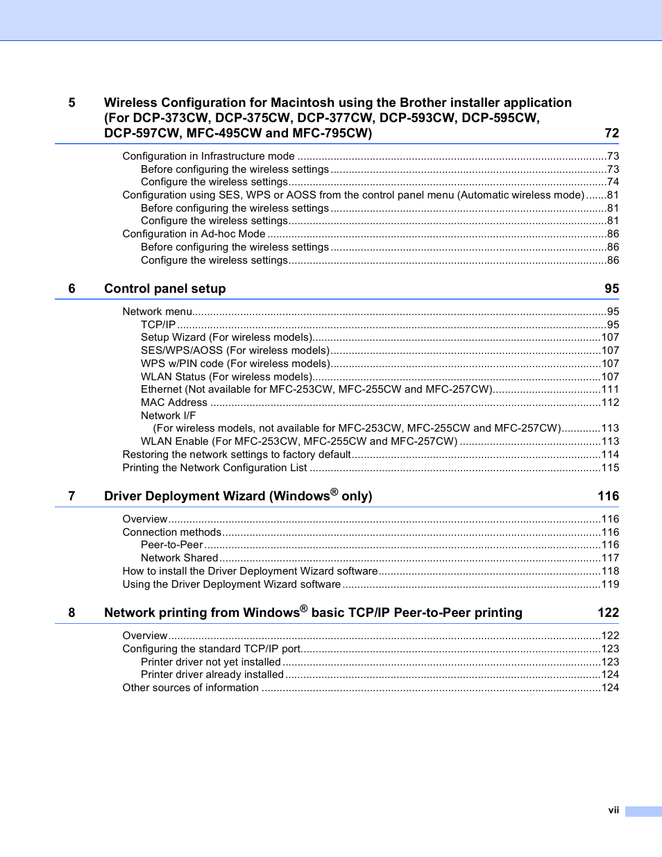 Brother DCP-395CN User Manual | Page 8 / 170