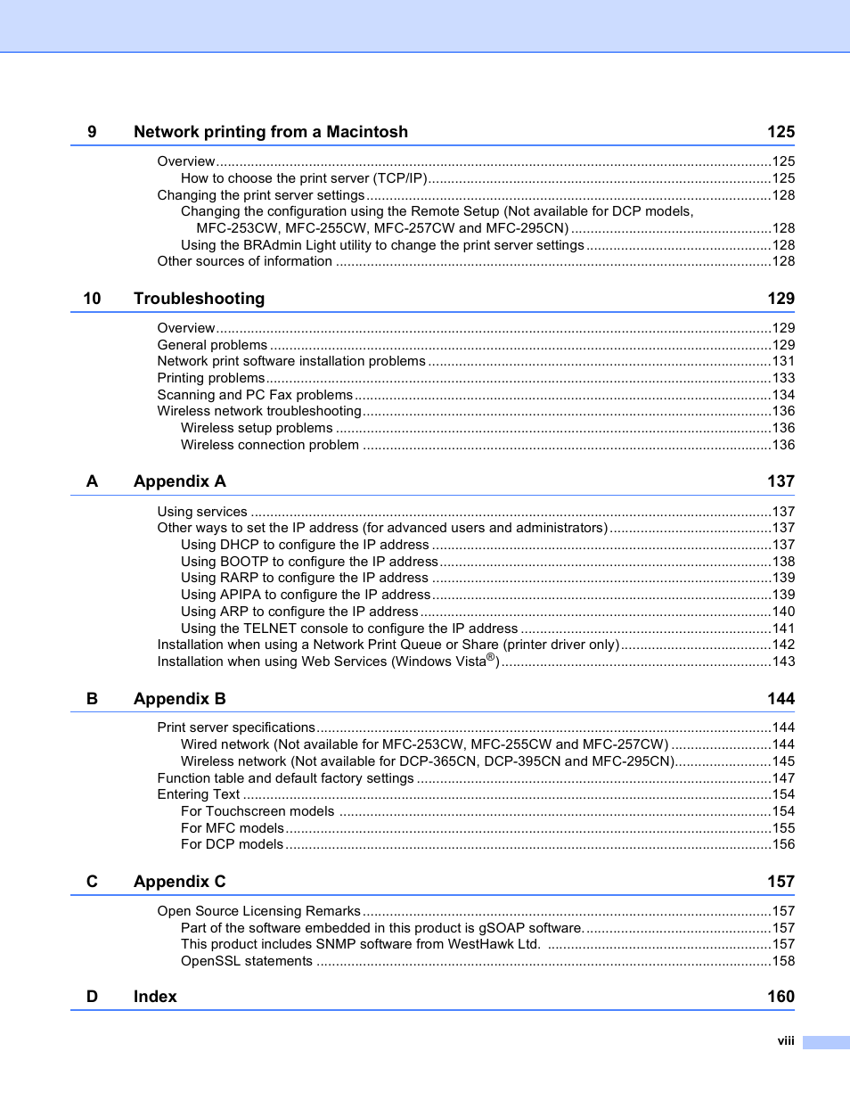 Brother DCP-395CN User Manual | Page 9 / 170