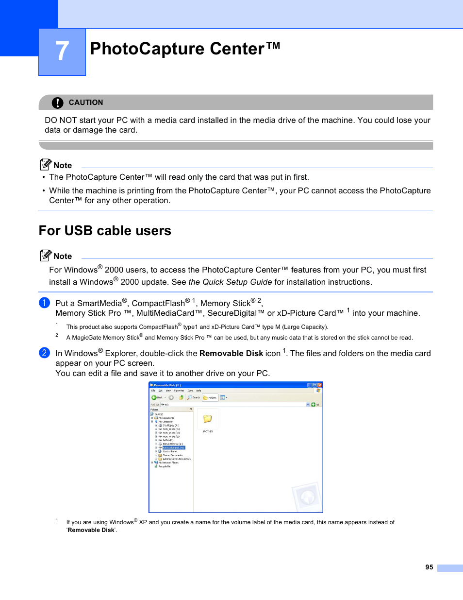 7 photocapture center, For usb cable users, Photocapture center | Brother MFC-640CW User Manual | Page 101 / 160