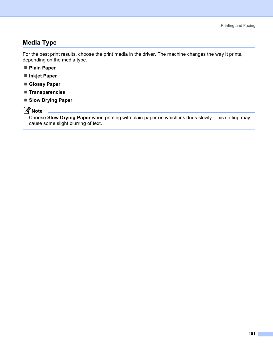 Media type | Brother MFC-640CW User Manual | Page 107 / 160