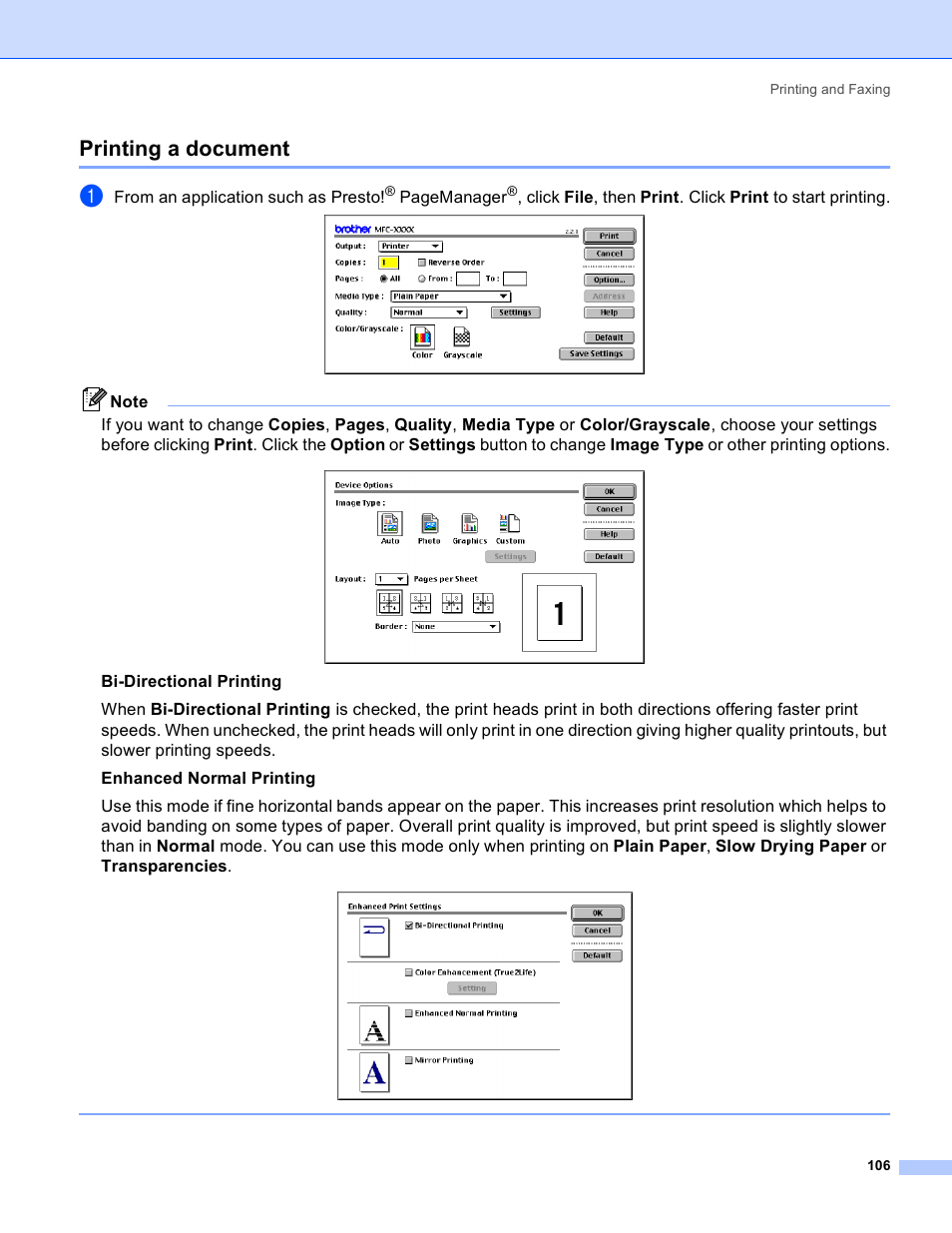 Printing a document, Pagemanager | Brother MFC-640CW User Manual | Page 112 / 160
