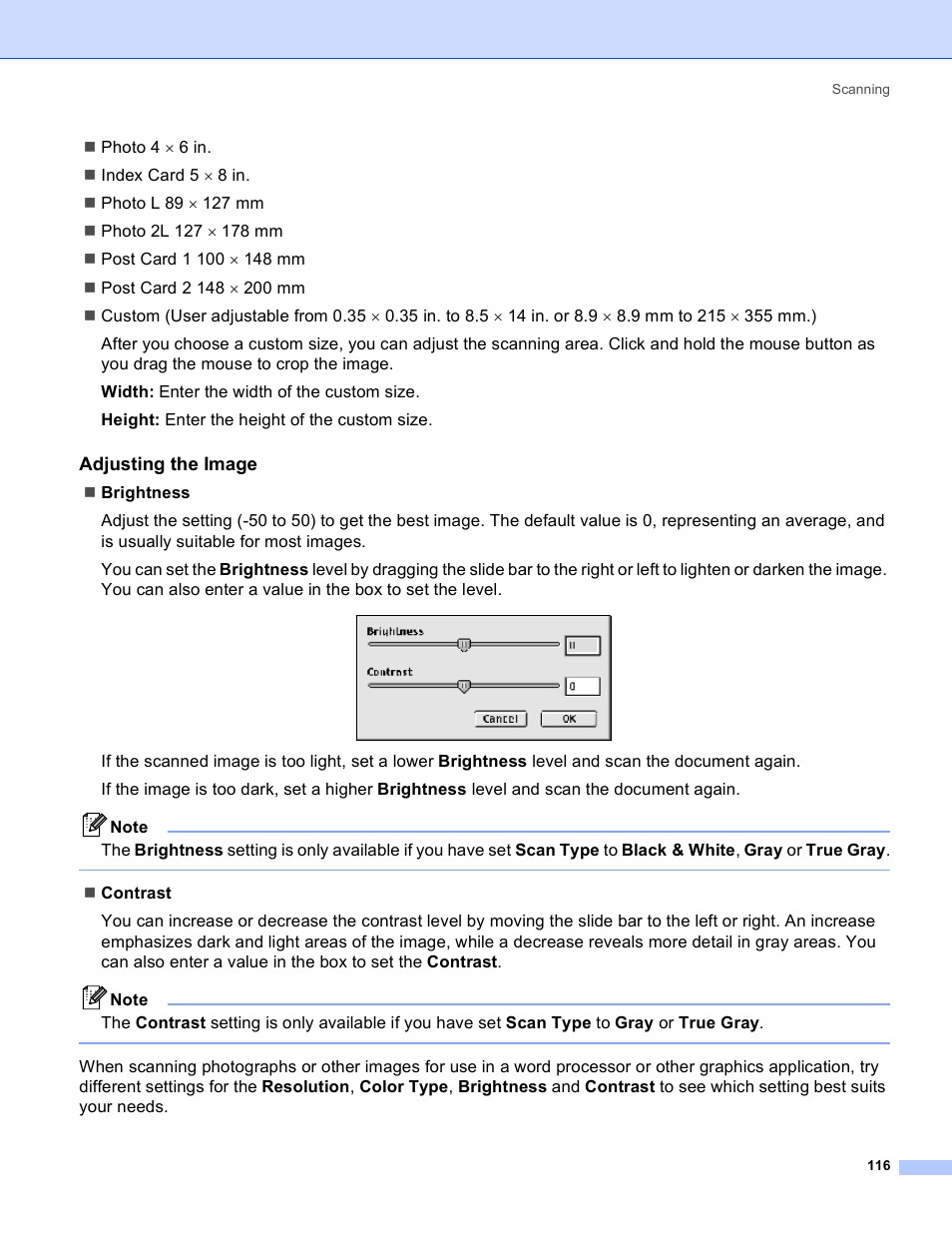 Adjusting the image | Brother MFC-640CW User Manual | Page 122 / 160
