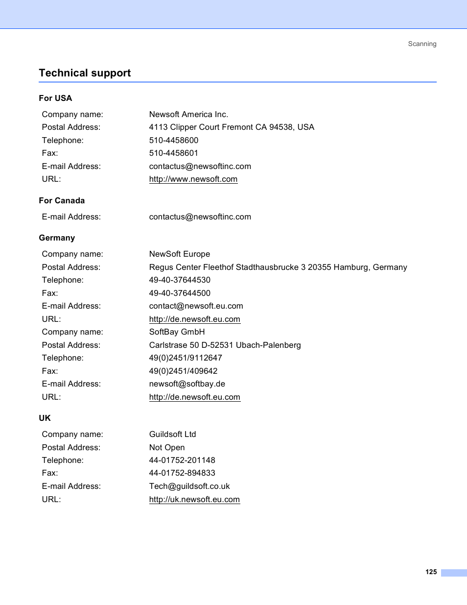 Technical support | Brother MFC-640CW User Manual | Page 131 / 160