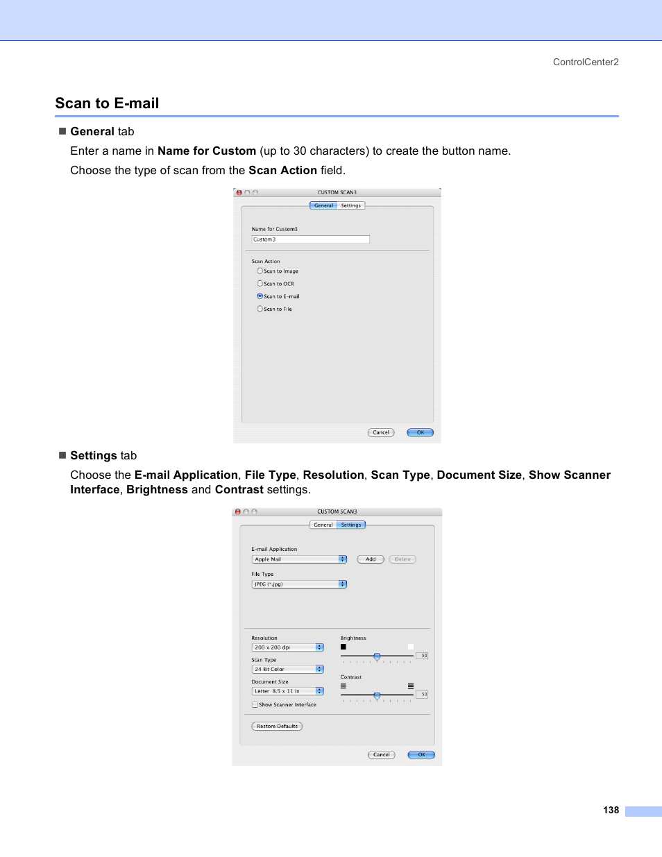 Scan to e-mail | Brother MFC-640CW User Manual | Page 144 / 160