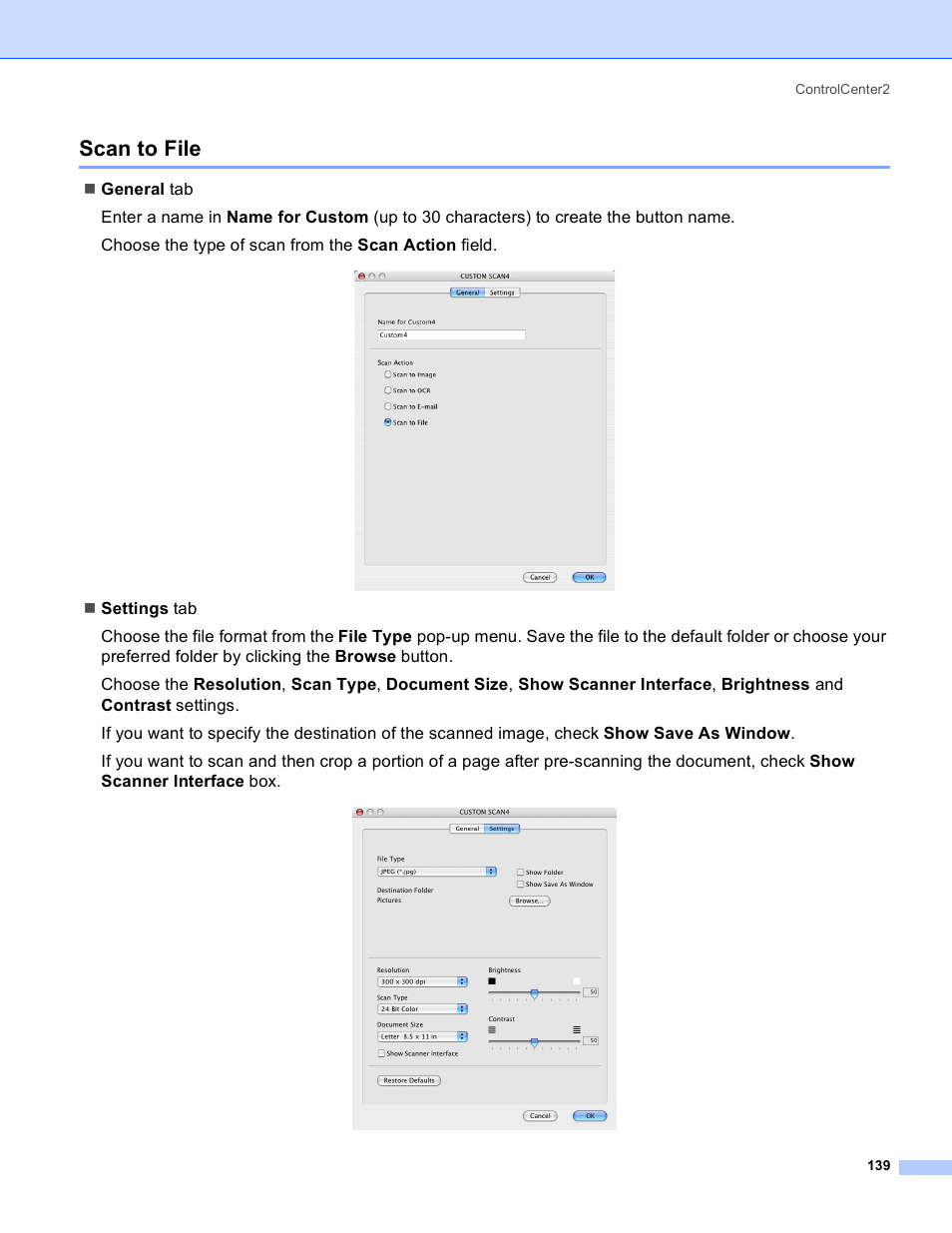 Scan to file | Brother MFC-640CW User Manual | Page 145 / 160