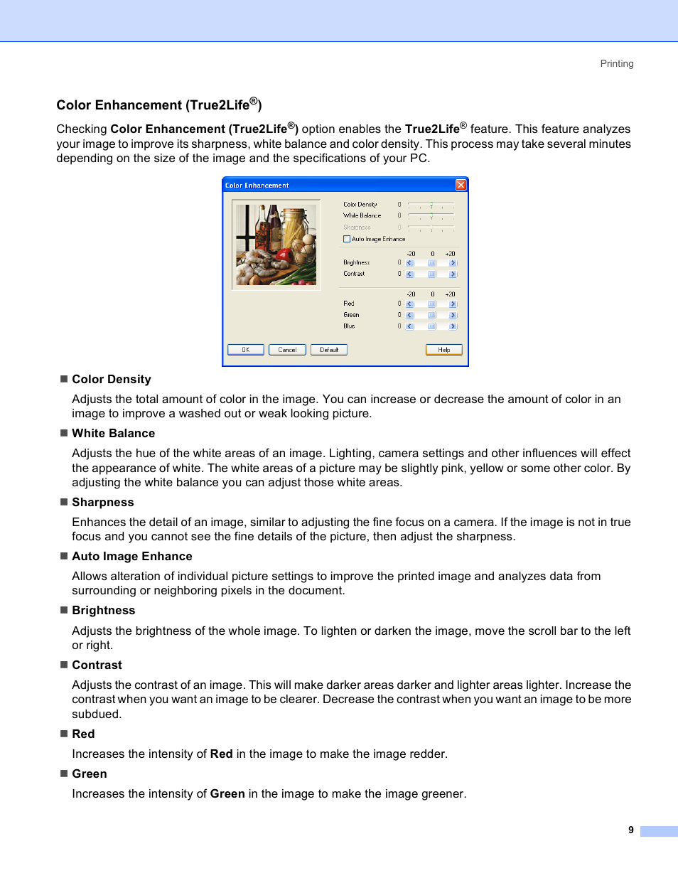 Color enhancement (true2life®) | Brother MFC-640CW User Manual | Page 15 / 160