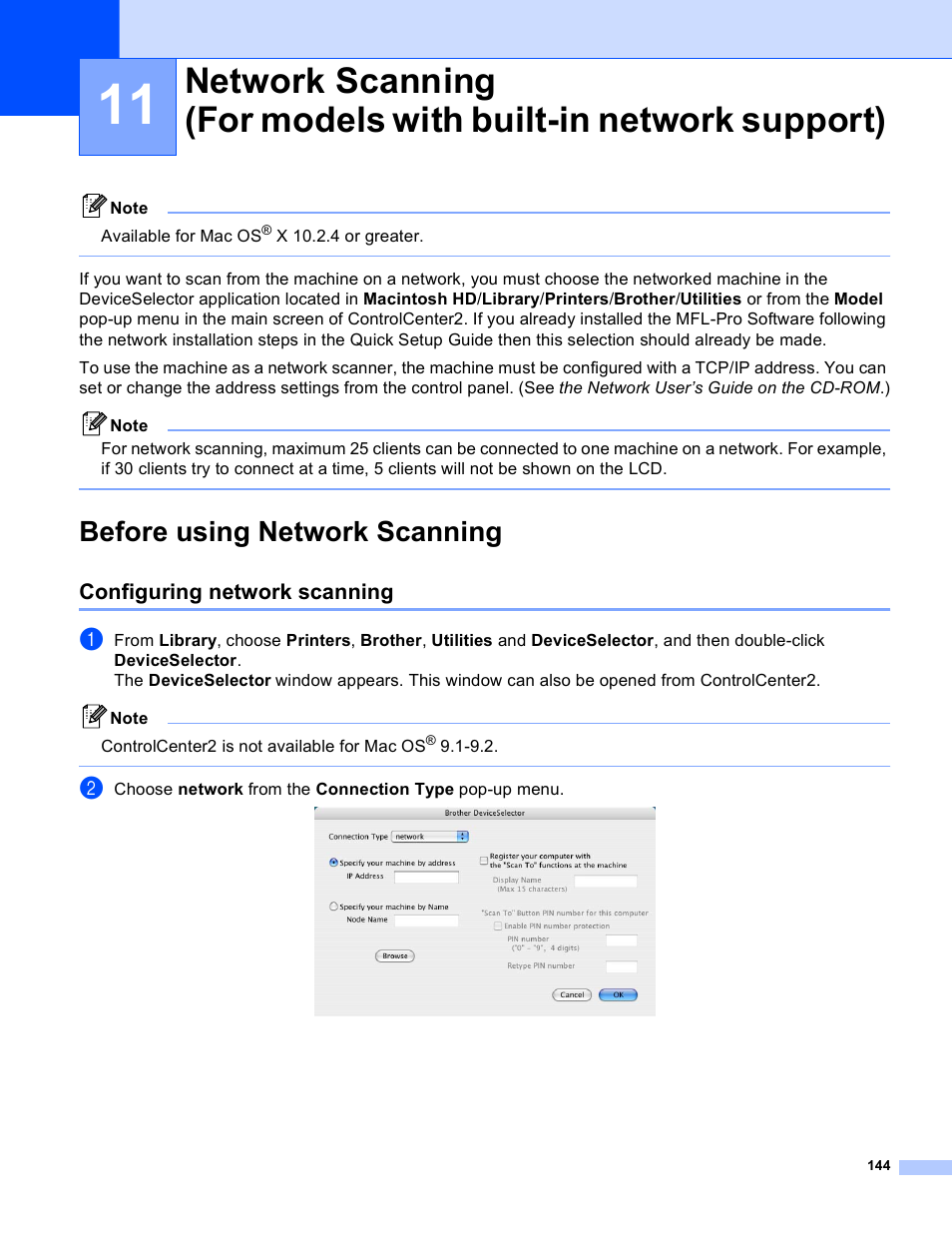 Before using network scanning, Configuring network scanning | Brother MFC-640CW User Manual | Page 150 / 160