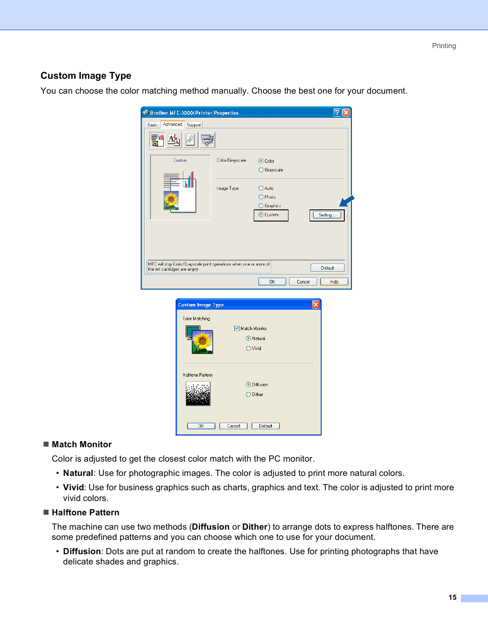 Custom image type | Brother MFC-640CW User Manual | Page 21 / 160