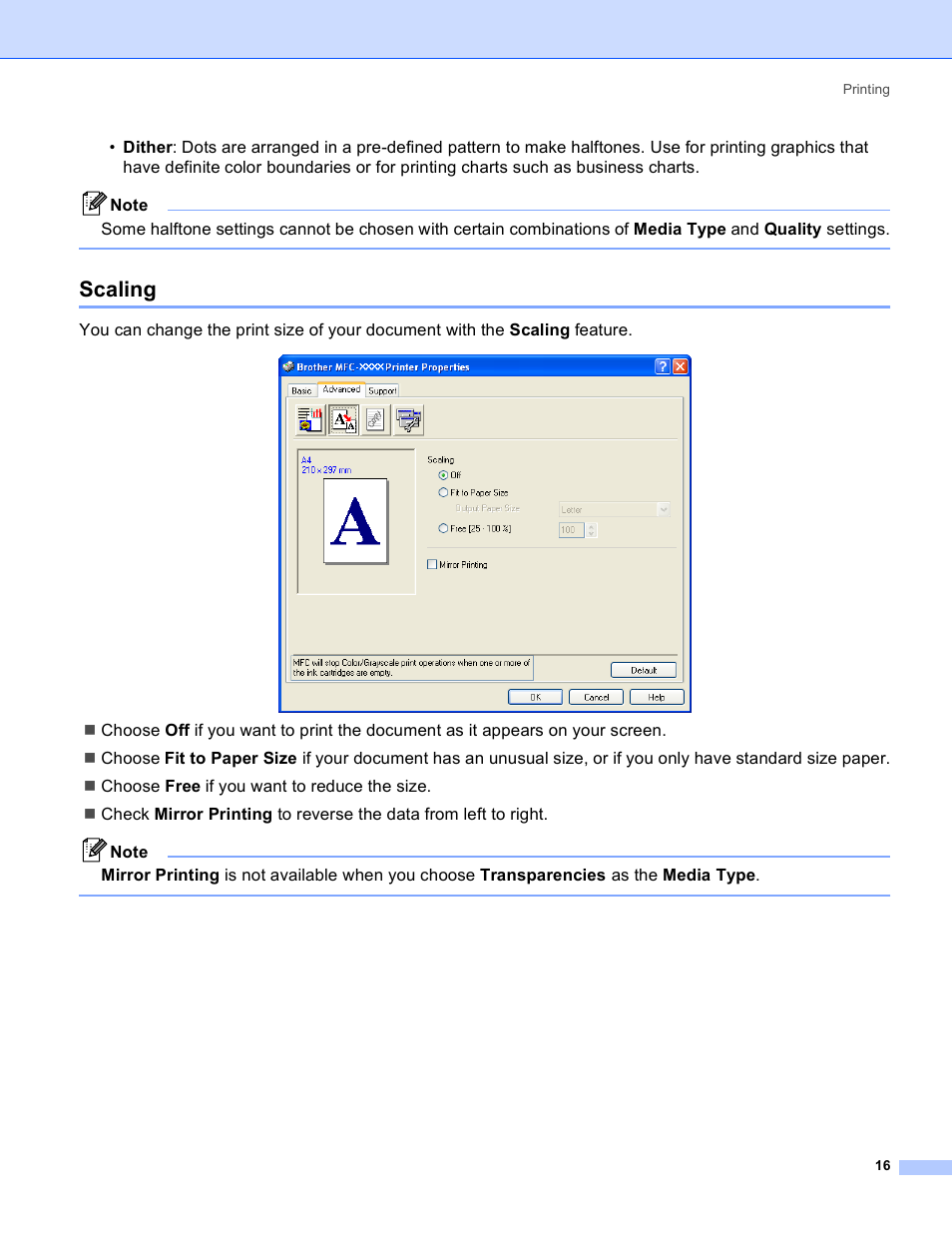 Scaling | Brother MFC-640CW User Manual | Page 22 / 160